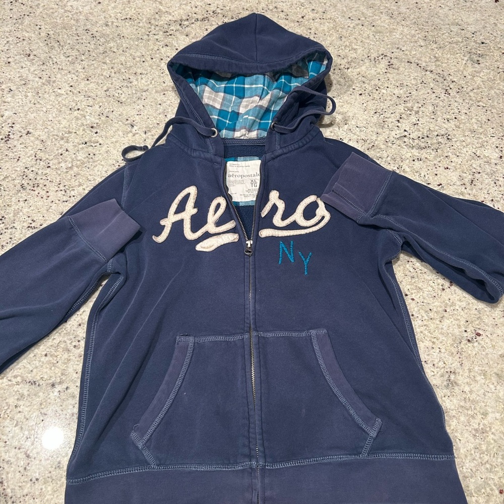 Aeropostale Blue Sporty Jacket with White Detailing